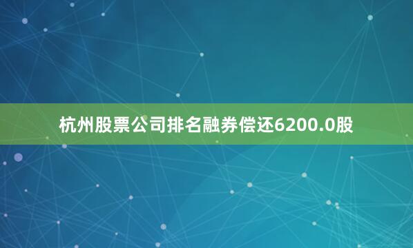 杭州股票公司排名融券偿还6200.0股