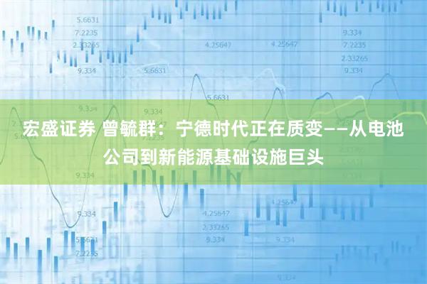 宏盛证券 曾毓群：宁德时代正在质变——从电池公司到新能源基础设施巨头
