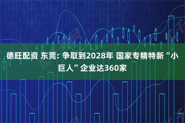 德旺配资 东莞: 争取到2028年 国家专精特新“小巨人”企业达360家